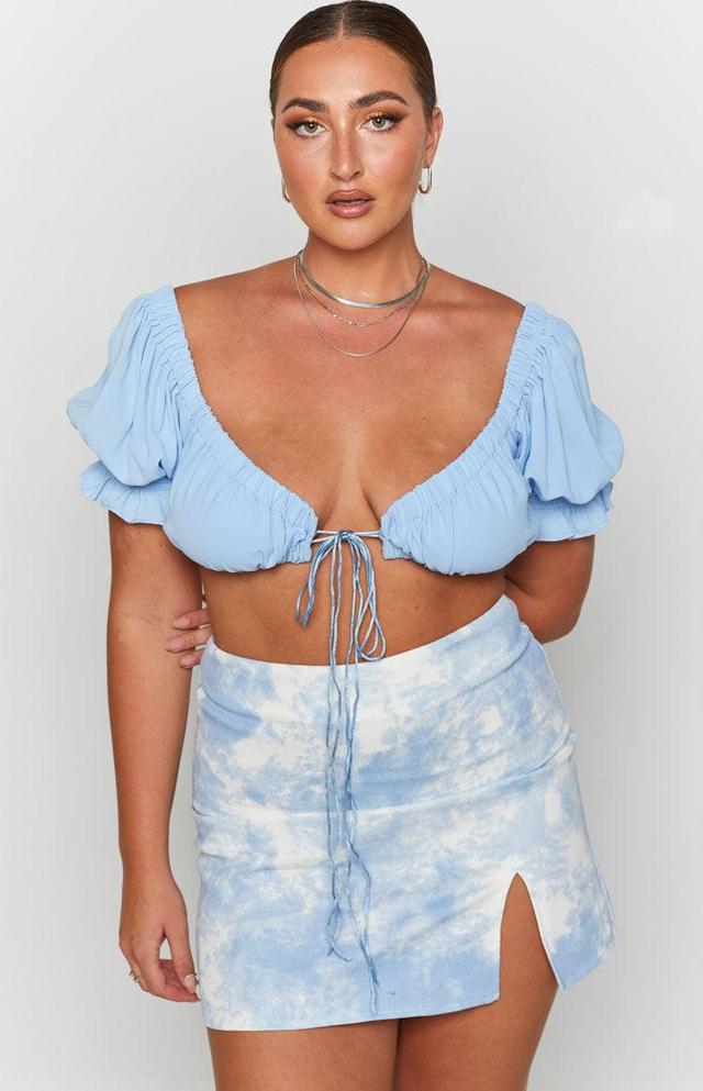 Alannah Crop Top Pastel Blue Product Image