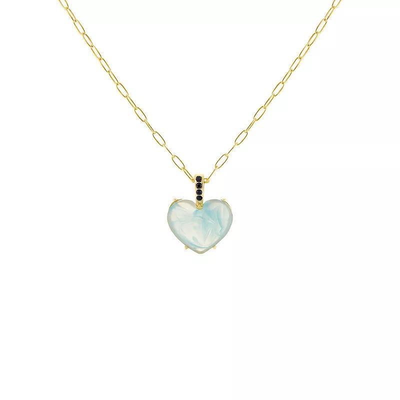 Emberly Gold Tone Heart Pendant Necklace, Womens, Blue Product Image