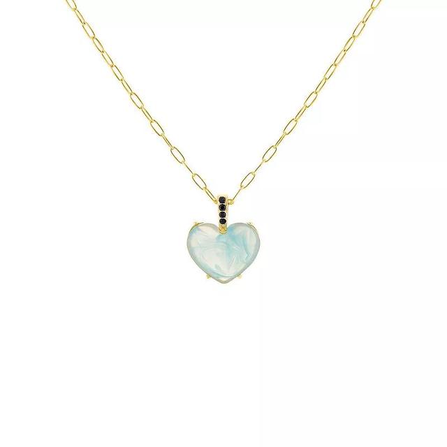 Emberly Gold Tone Heart Pendant Necklace, Womens, Blue Product Image