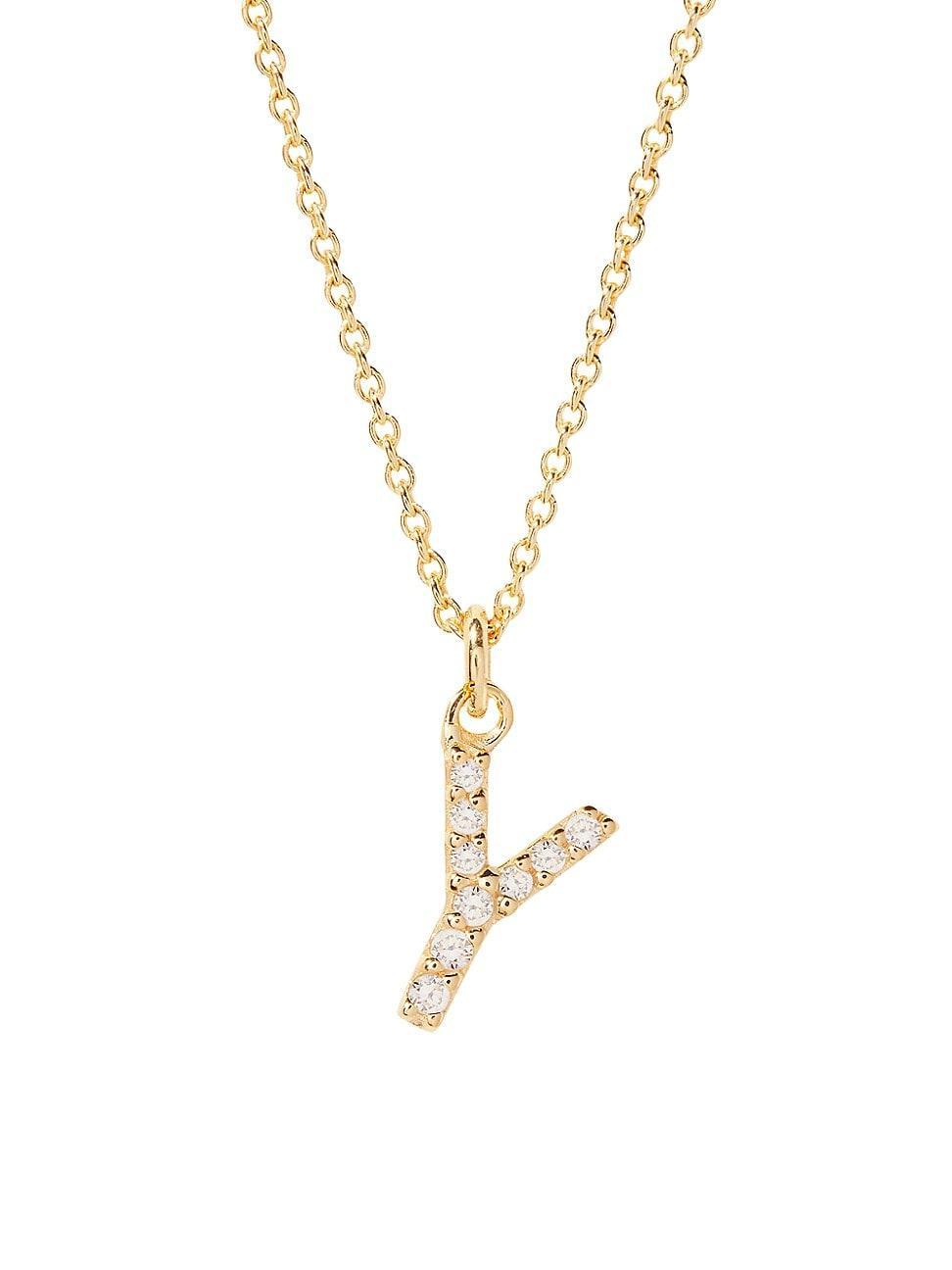 Womens Blaire 14K-Yellow-Gold Vermeil & 0.3-0.11 TCW Diamond Initial Pendant Necklace Product Image