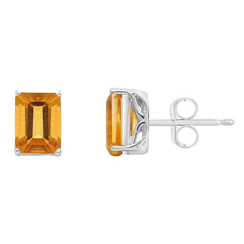 Alyson Layne 14k Gold Emerald Cut Amethyst Stud Earrings, Womens Product Image