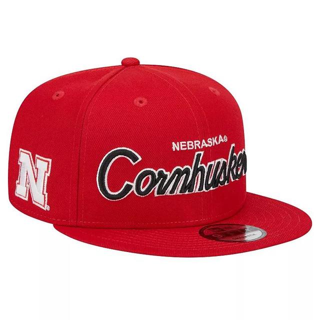 Mens New Era Scarlet Nebraska Huskers Team Script 9FIFTY Snapback Hat Product Image