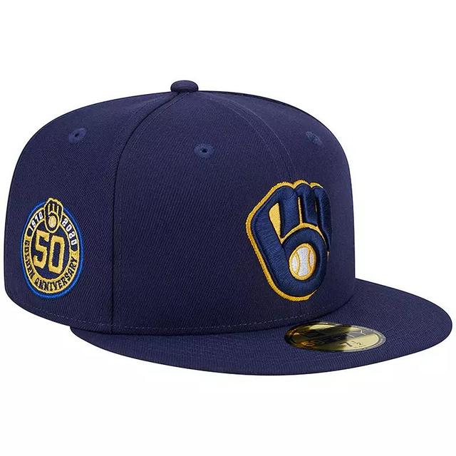 Mens New Era Milwaukee Brewers 50th Anniversary Team Color 59FIFTY Fitted Hat Blue Product Image