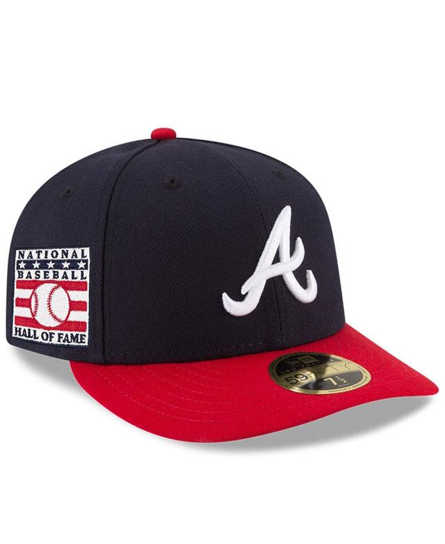 New Era Mens Navy Atlanta Braves National Baseball Hall of Fame Low Profile 59FIFTY Fitted Hat - Navy, Red Product Image