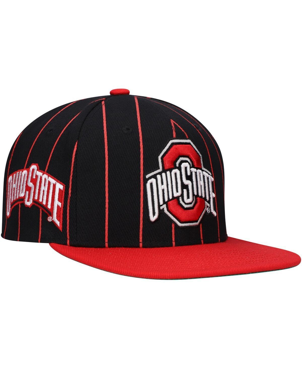 Mens Mitchell & Ness Black Ohio State Buckeyes Team Pinstripe Snapback Hat Product Image