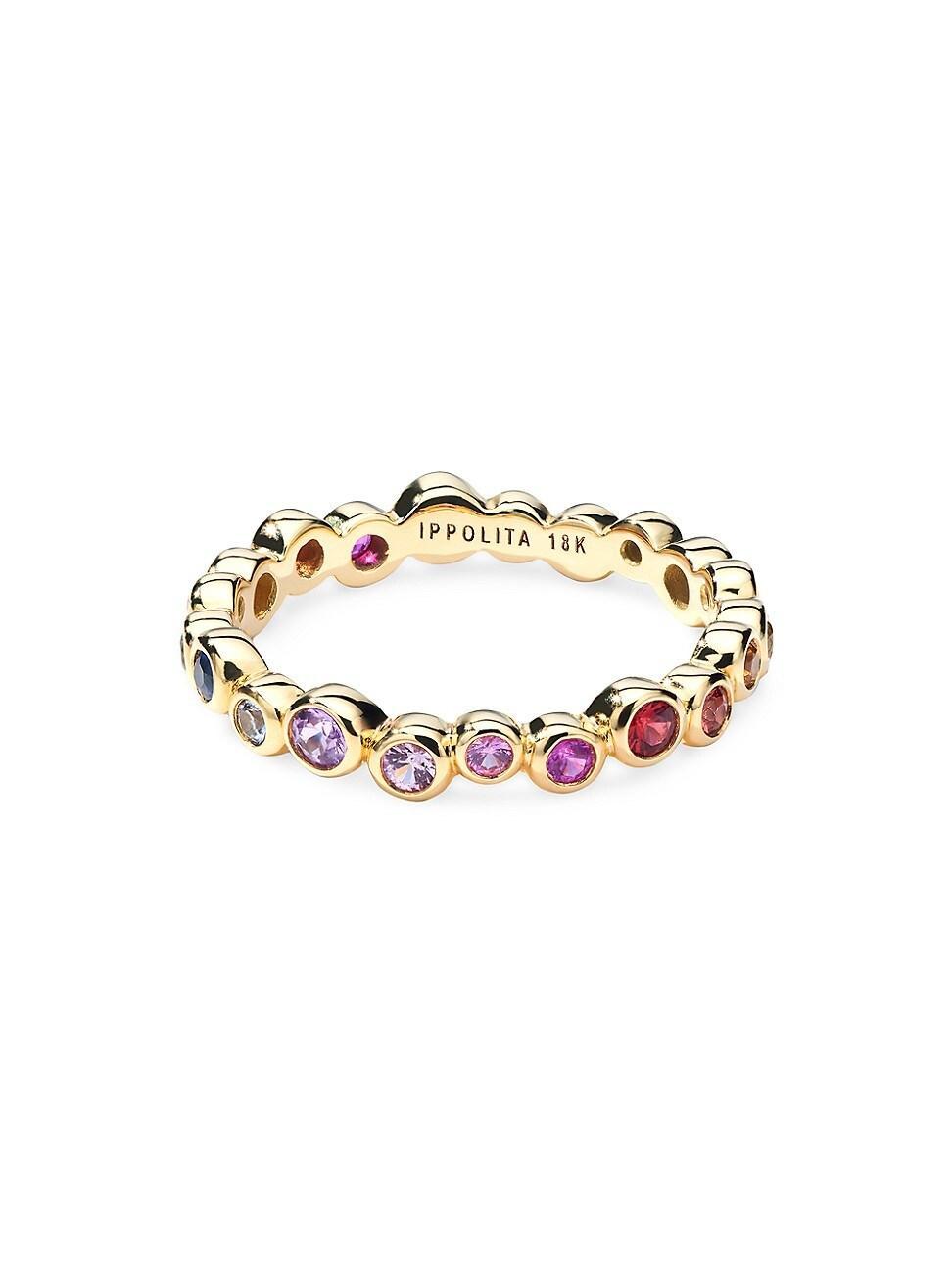 Womens Stardust 18K Yellow Gold & Rainbow Sapphire Ring Product Image