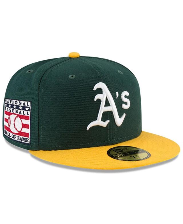 New Era Mens Green Oakland Athletics National Baseball Hall of Fame 59FIFTY Fitted Hat - Green, Gold Product Image