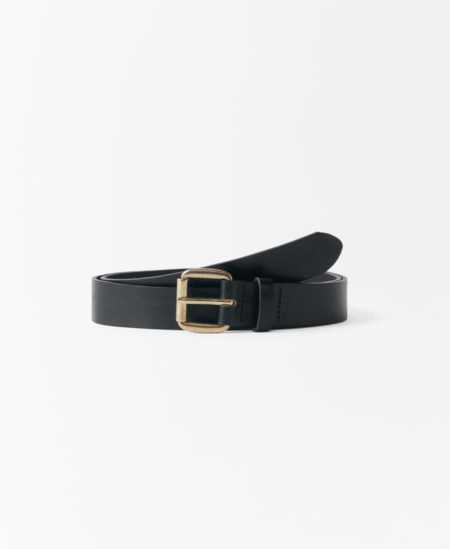 Mango Womens Square Buckle Leather Belt Product Image