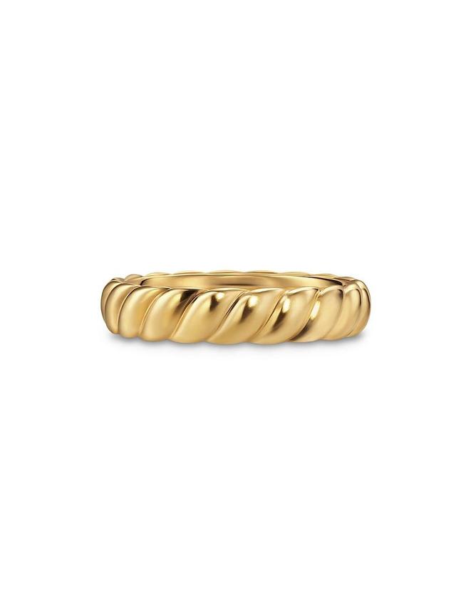 Mens Sculpted Cable Band Ring in 18K Yellow Gold, 5MM Product Image