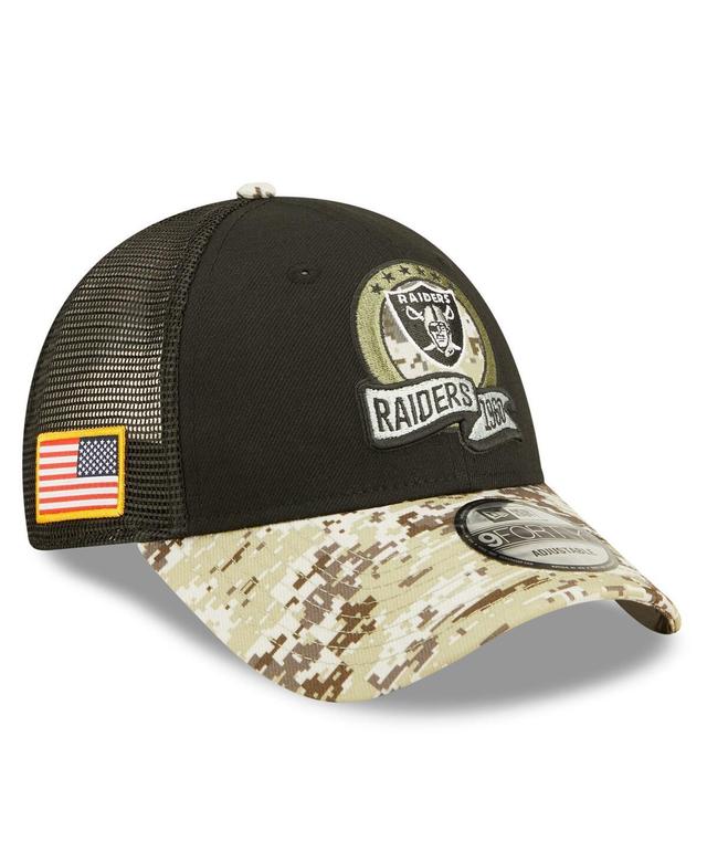 Mens New Era Black Las Vegas Raiders 2022 Salute To Service 9FORTY Snapback Trucker Hat - Black Product Image