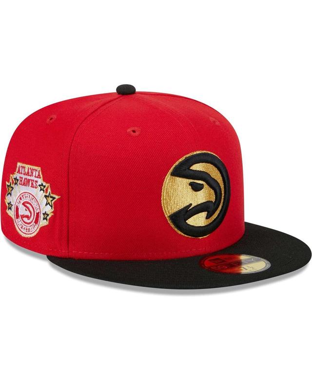 Mens New Era Red Atlanta Hawks Gameday Gold Pop Stars 59FIFTY Fitted Hat - Red Product Image