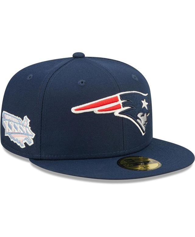 Mens New Era New England Patriots Super Bowl XXXVI Purple Pop 59FIFTY Fitted Hat Blue Product Image