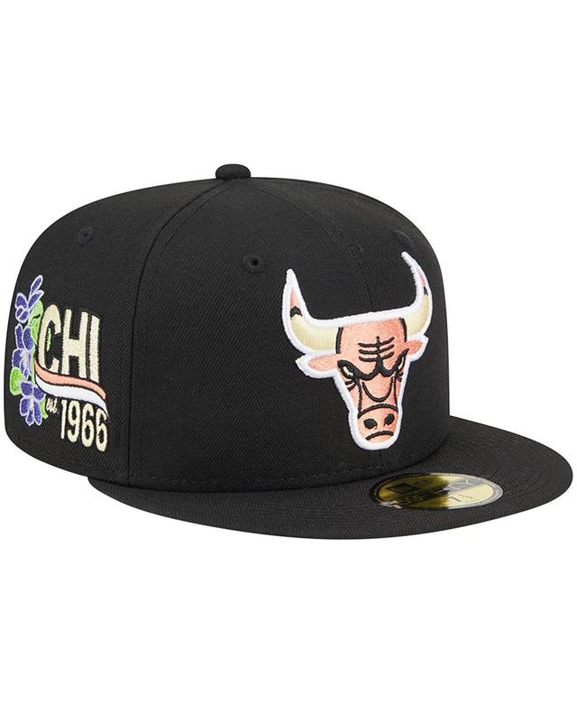 Mens New Era Black Chicago Bulls Floral Side 59FIFTY Fitted Hat Product Image