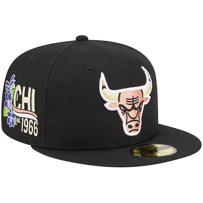 Mens New Era Black Chicago Bulls Floral Side 59FIFTY Fitted Hat Product Image