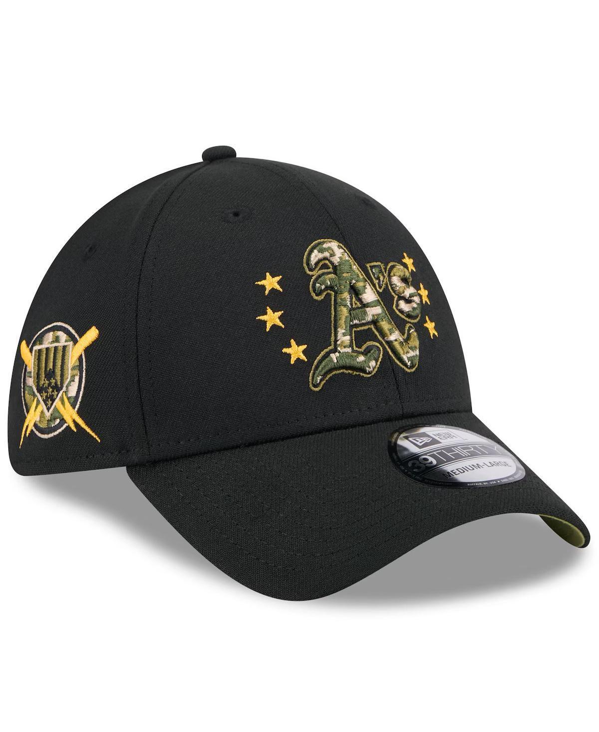 New Era Mens Black Oakland Athletics 2024 Armed Forces Day 39THIRTY Flex Hat Product Image