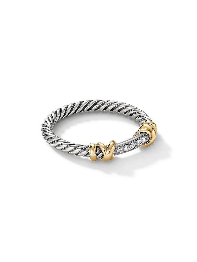 Womens Petite Helena Wrap Band Ring with 18K Yellow Gold and Pav Diamonds Product Image