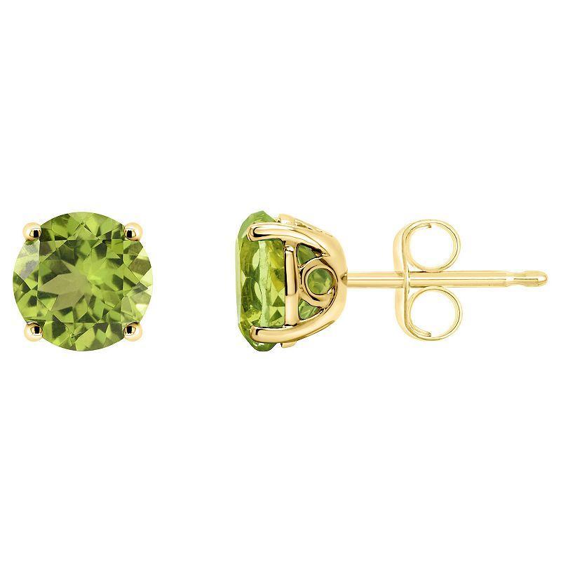 Alyson Layne 14k Gold Round Peridot Stud Earrings, Womens Product Image