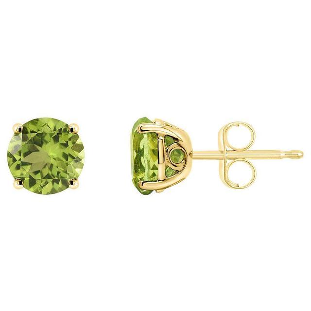 Alyson Layne 14k Gold Round Peridot Stud Earrings, Womens Product Image