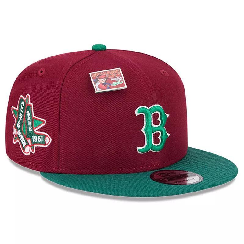 Mens New Era Cardinal/Green Boston Sox Strawberry Big League Chew Flavor Pack 9FIFTY Snapback Hat Product Image