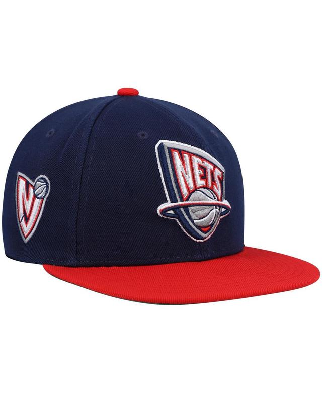 Mens Mitchell & Ness Navy/Red New Jersey Nets Hardwood Classics Core Side Snapback Hat, Blue Product Image