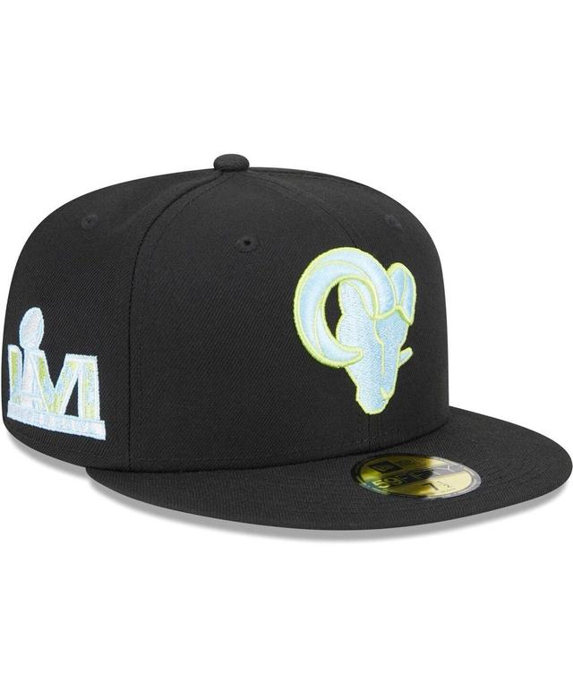 Mens New Era Black Los Angeles Rams Multi 59FIFTY Fitted Hat Product Image