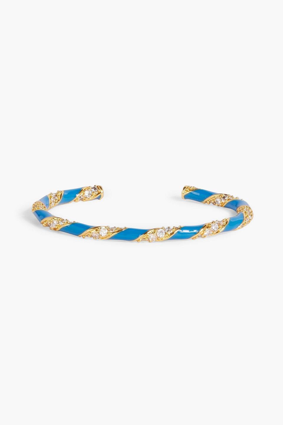 Gold-tone, Crystal And Enamel Bangle In Cobalt Blue Product Image