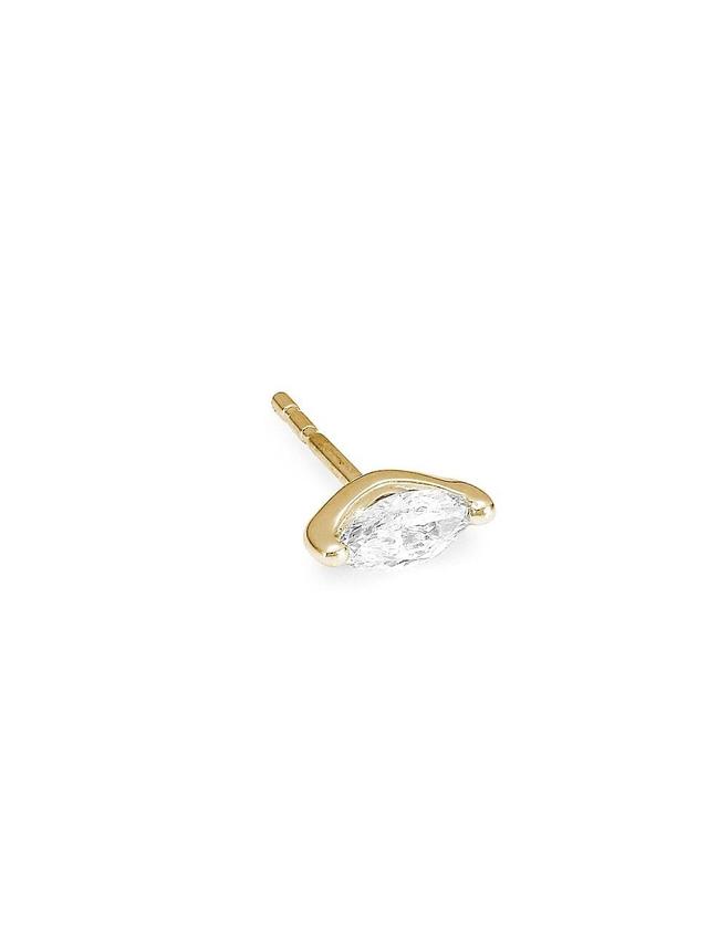 Womens 18K Yellow Gold & Marquise Diamond Single Stud Earring Product Image