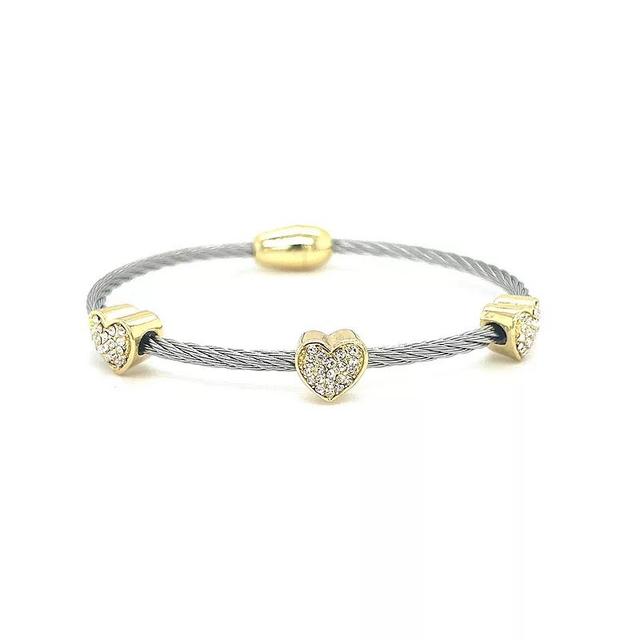 Juvell Two Tone 18k Gold Plated Cubic Zirconia Heart Bangle Bracelet, Womens Product Image