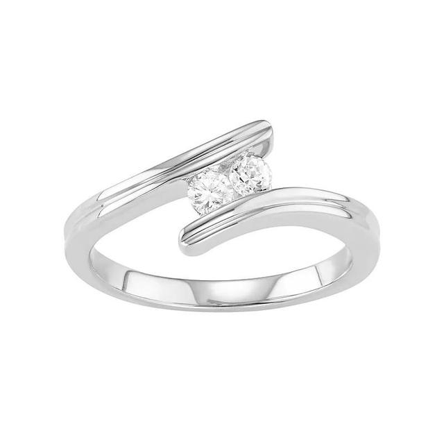 10k Gold 1/4 Carat T.W. Diamond 2-Stone Ring, Womens, Size: 6, White Product Image