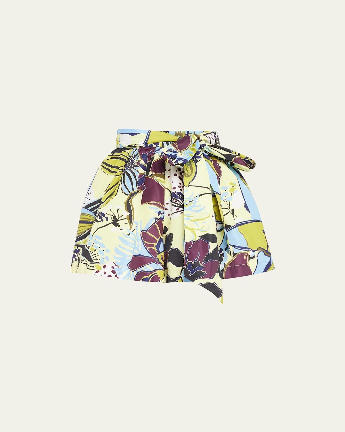 Tanya Taylor Womens Nikiya Belted Floral Shorts - Yellow Multi Product Image