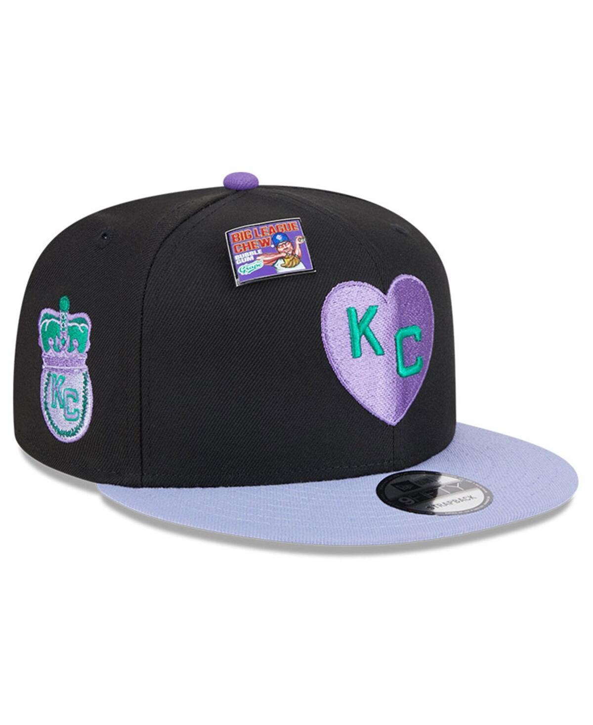 New Era Mens Black Kansas City Monarchs Grape Big League Chew Flavor Pack 9FIFTY Snapback Hat - Black, Purple Product Image