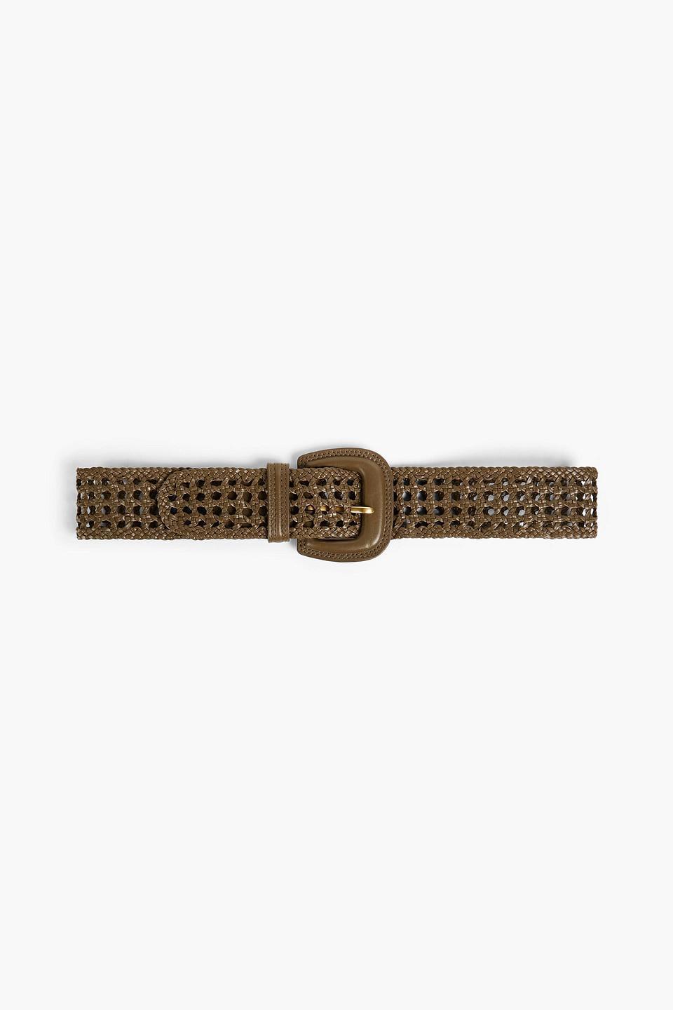 Leather Belt In Army Green Product Image