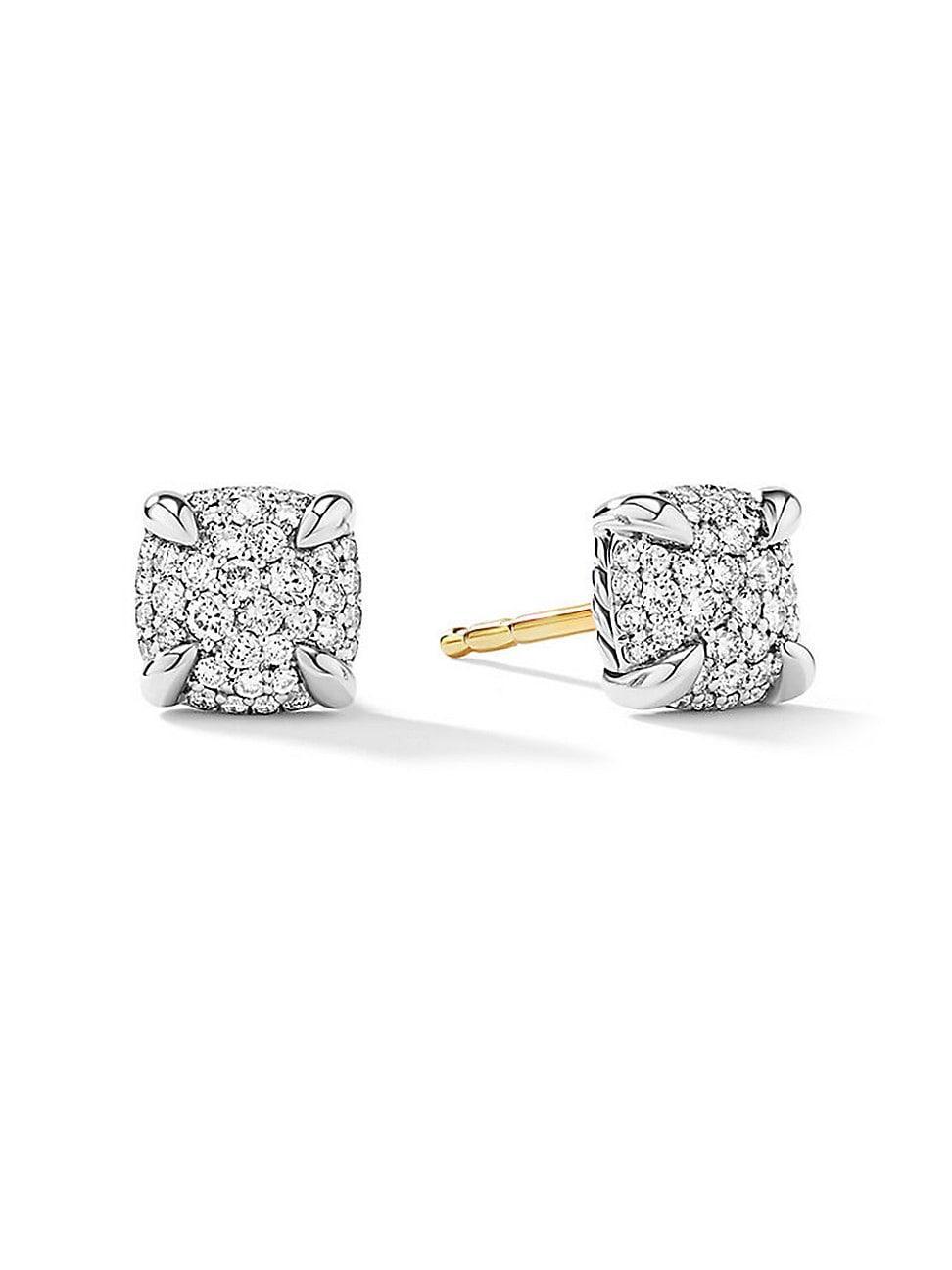 Womens Petite Chatelaine Stud Earrings with Full Pav Diamonds Product Image