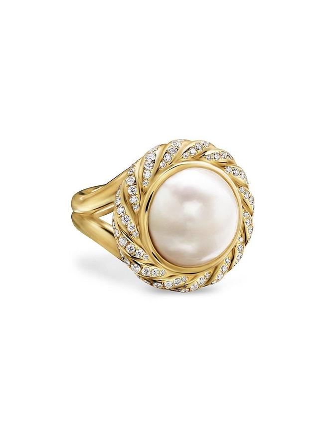 Womens Pearl Classics Cable Halo Ring in 18K Yellow Gold Product Image