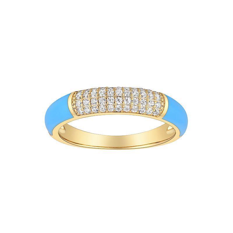 Enamorata Blue Enamel & Pave Cubic Zirconia Ring, Womens Gold Tone Blue Product Image