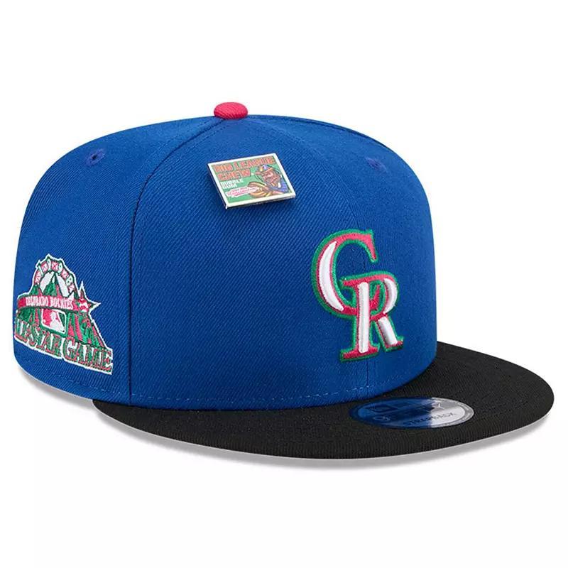 Mens New Era Royal/Black Colorado Rockies Watermelon Big League Chew Flavor Pack 9FIFTY Snapback Hat Product Image