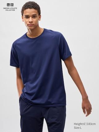 Mens Dry-Ex Short-Sleeve Crew Neck T-Shirt with Odor Control Blue Medium UNIQLO US Product Image