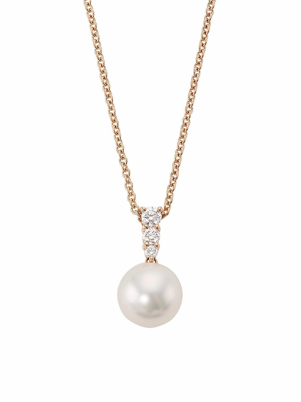 Womens Morning Dew 18K Rose Gold & 10MM Cultured South Sea Pearl Pendant Necklace Product Image