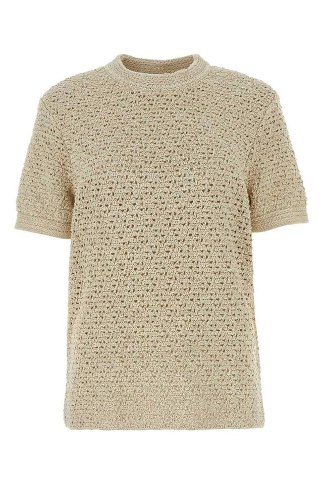 Beige Crochet T-shirt Product Image