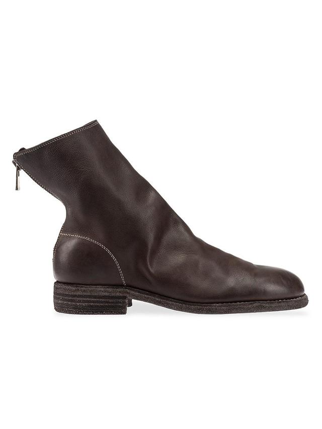 Mens Leather Back Zip Boots Product Image