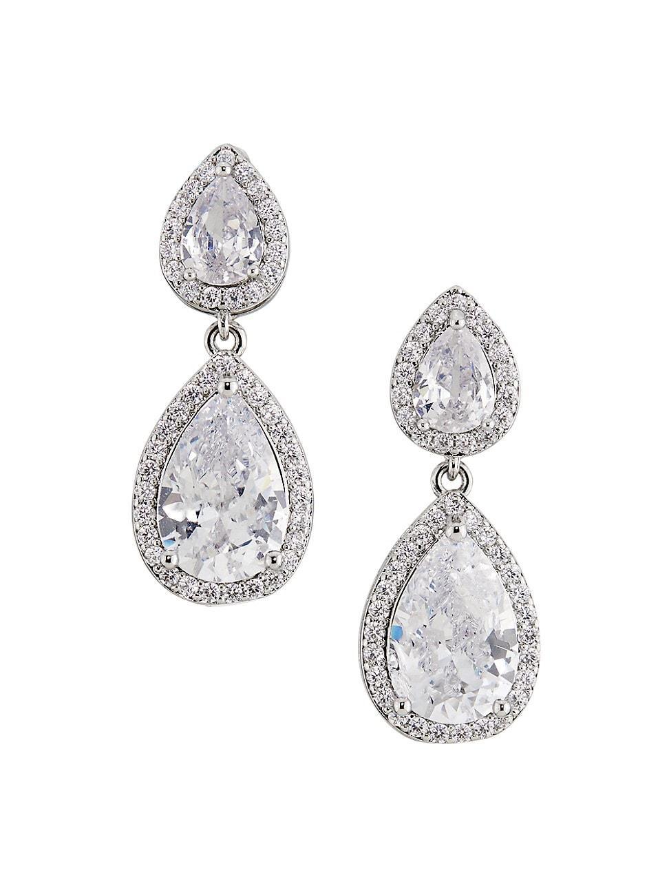 Womens Kamila Sterling Silver & Cubic Zirconia Halo Drop Earrings Product Image