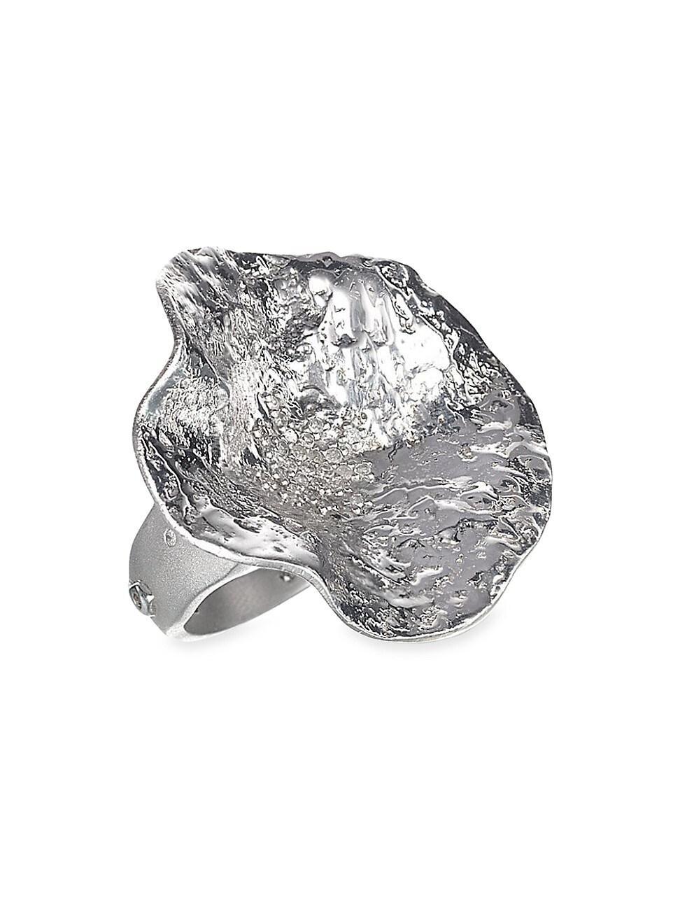 Womens Serenity Sterling Silver & Diamond Large Flower Ring Product Image