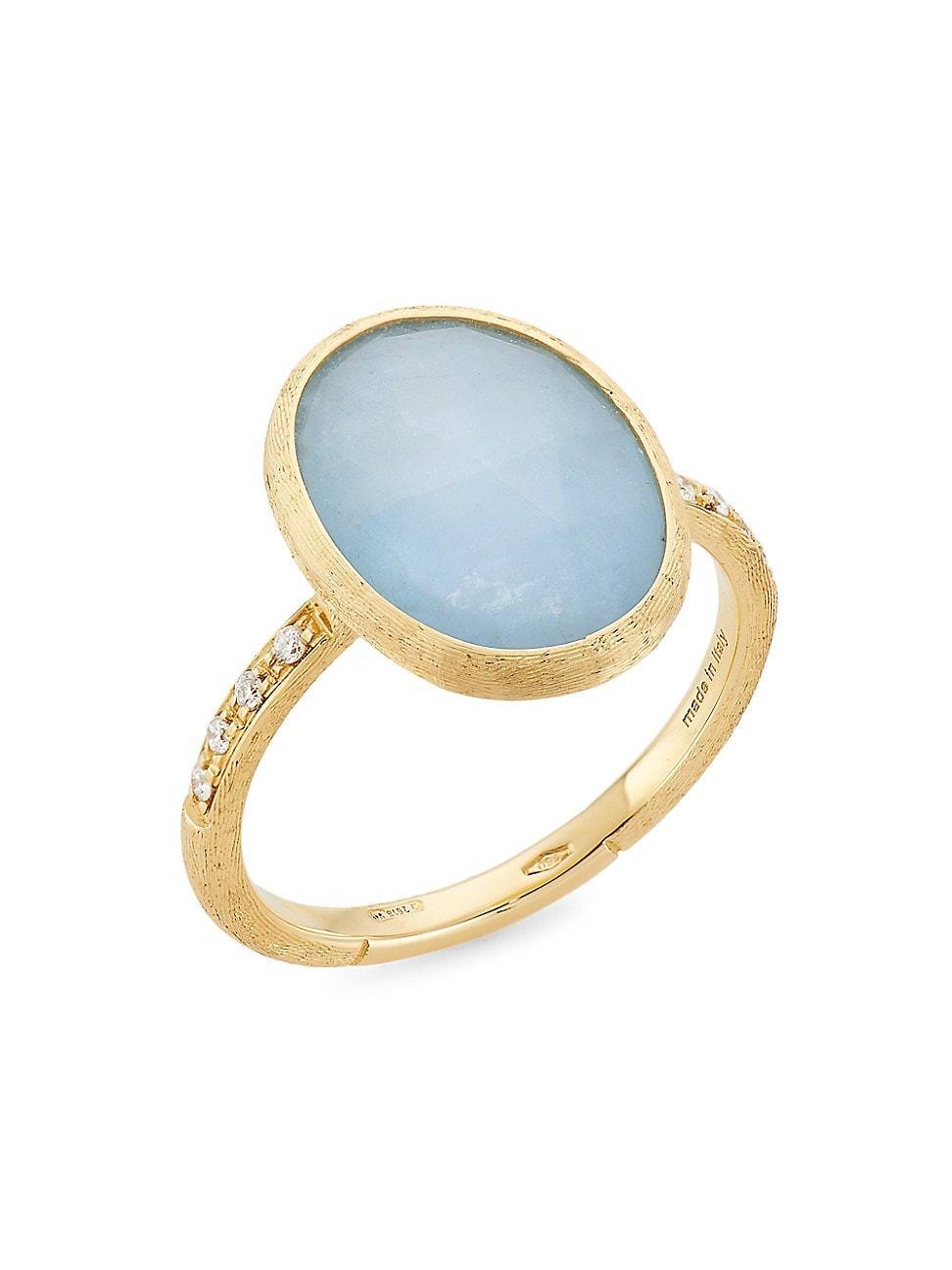 Womens Siviglia 18K Yellow Gold, Aquamarine & 0.06 TCW Diamond Ring Product Image