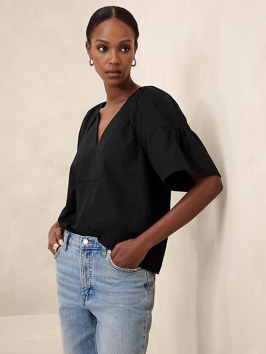 V-Neck Popover Shirt Product Image