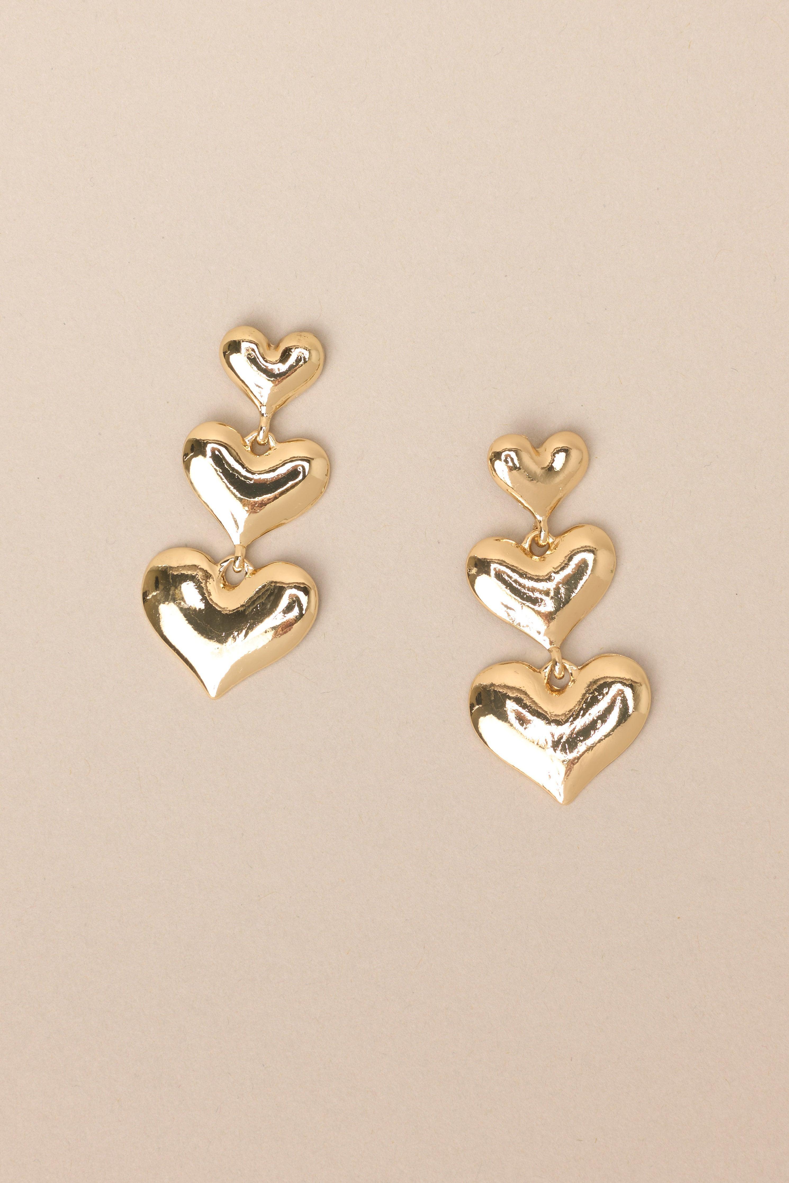 Love Me Love Me Not Gold Heart Earrings Product Image