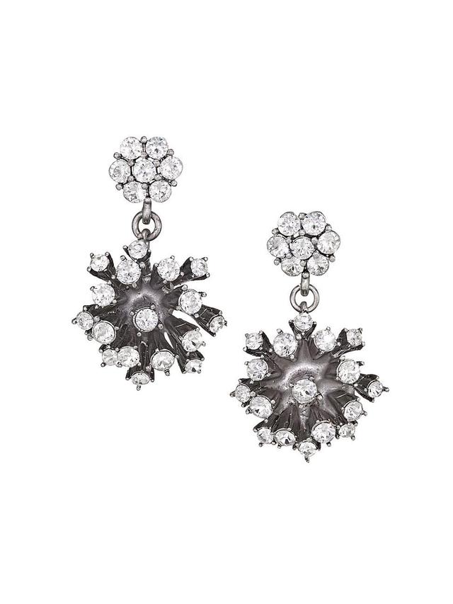 Womens Silvertone & Crystal Starburst Drop Earrings Product Image