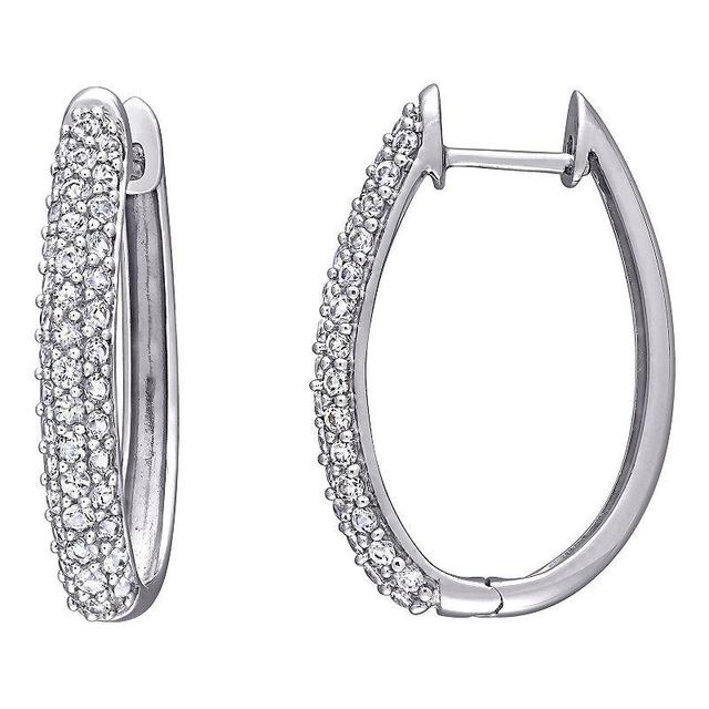 Stella Grace 10k White Gold White Sapphire Oval Hoop Earrings, Womens, 10k Whgold Product Image