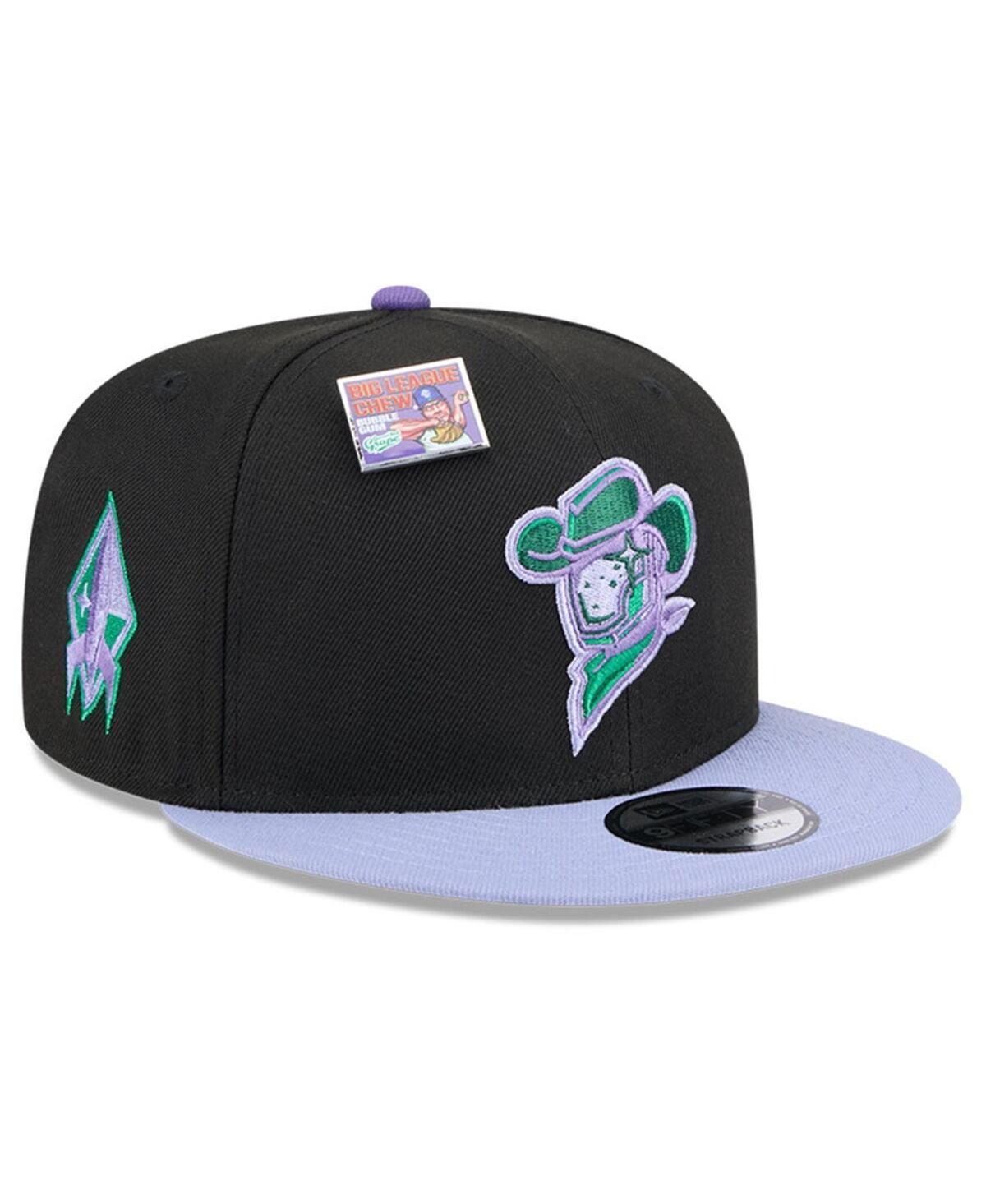 New Era Mens Black Sugar Land Space Cowboys Grape Big League Chew Flavor Pack 9FIFTY Snapback Hat - Black, Purple Product Image