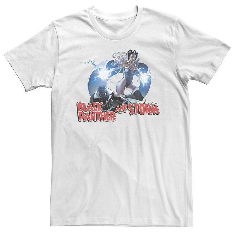 Big & Tall Marvel Black Panther And Storm Action Pose Tee, Mens White Product Image