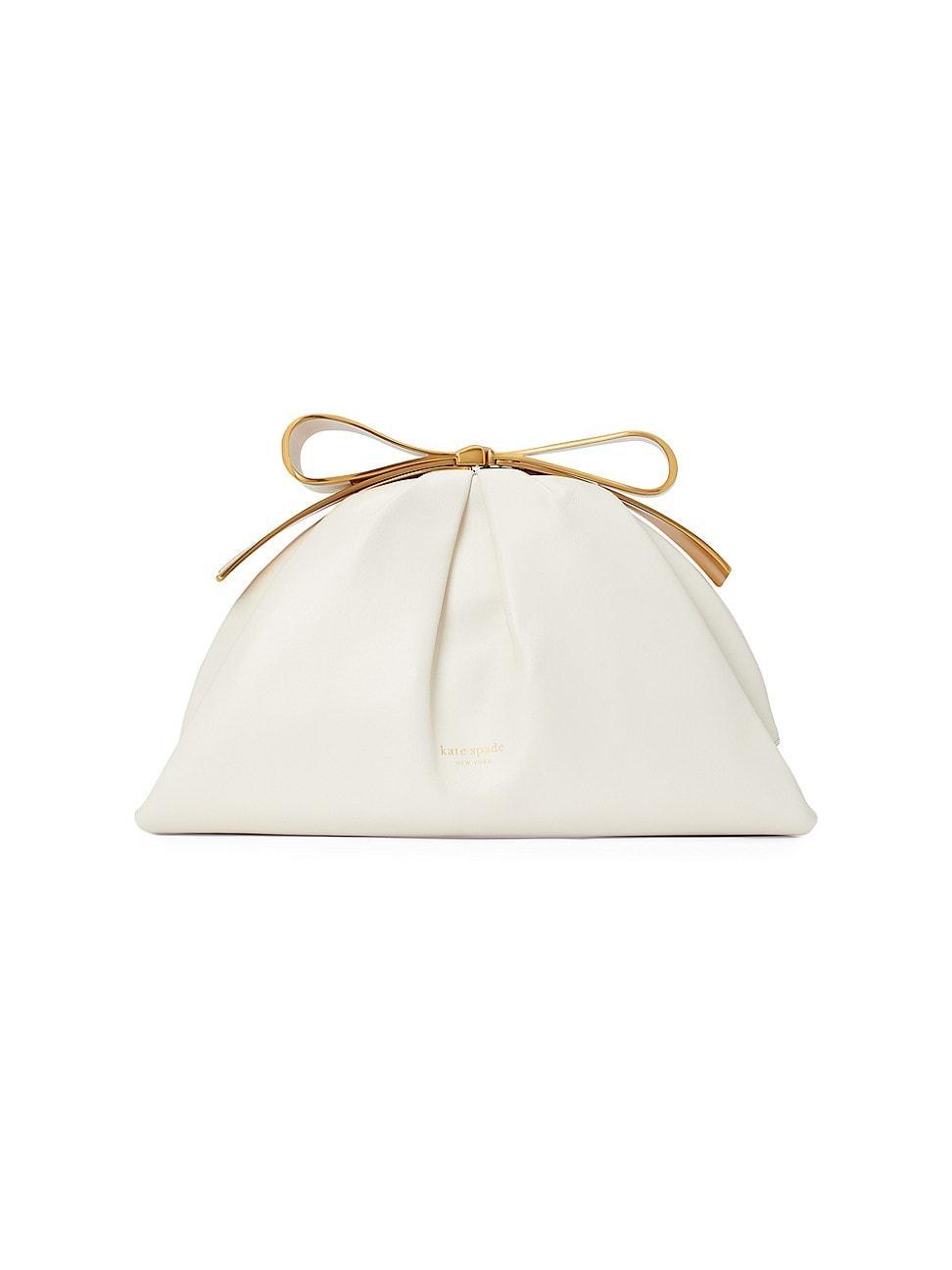 Womens Leather Bow Clutch Product Image